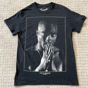 Bravado Tupac Shakur Black Graphic T-shirt Tee Men's Small S Crew Neck Casual